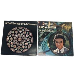Vintage Christmas LP Set x2 Johnny Mathis Great Songs of Christmas Ray Conniff